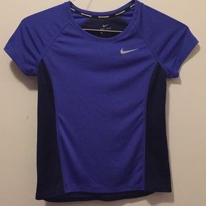 blue nike dri-fit running shirt